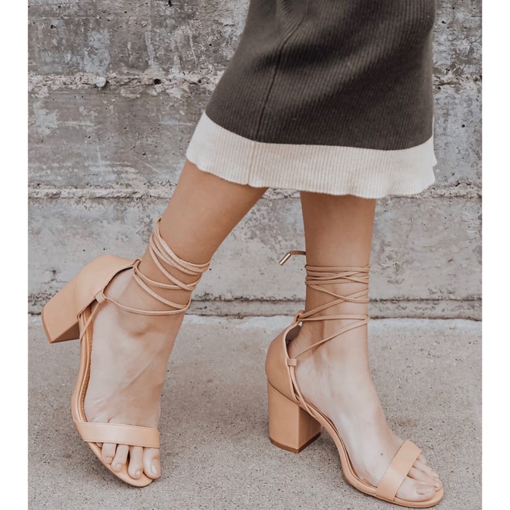 Lulus Kaira Beige Lace-Up Heels! Size: 6.5